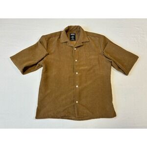 Super Massive Mens Medium‎ Brown Corduroy Button Down Shirt Long Sleeve Pocket